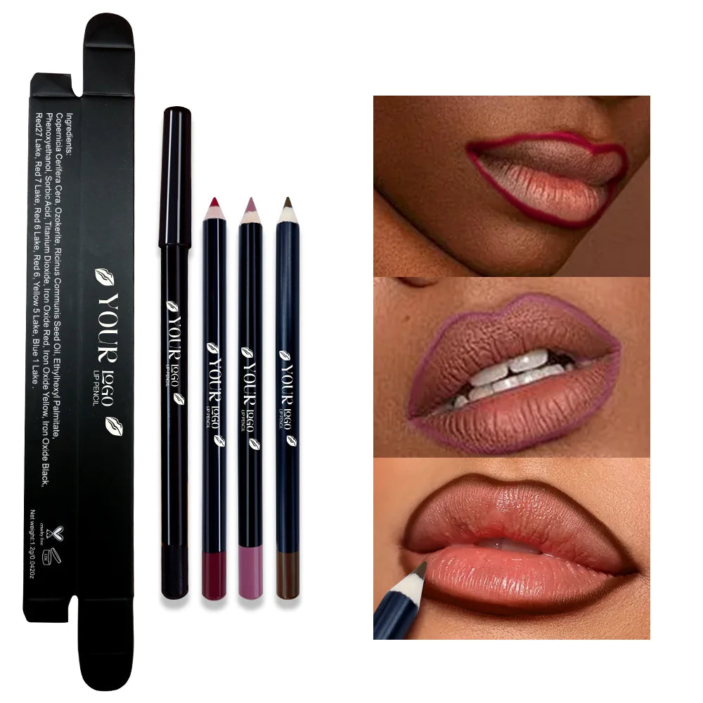 2024 Custom Logo Lip Liner Pencil Hot Sale Waterproof Vegan Lipliner Private Label Makeup Cosmetics Free Lasting Cream Formula