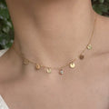 GN128 Coins Pendant Necklace Handmade Jewelry 14K Gold Filled Pendants Choker Necklace for Women