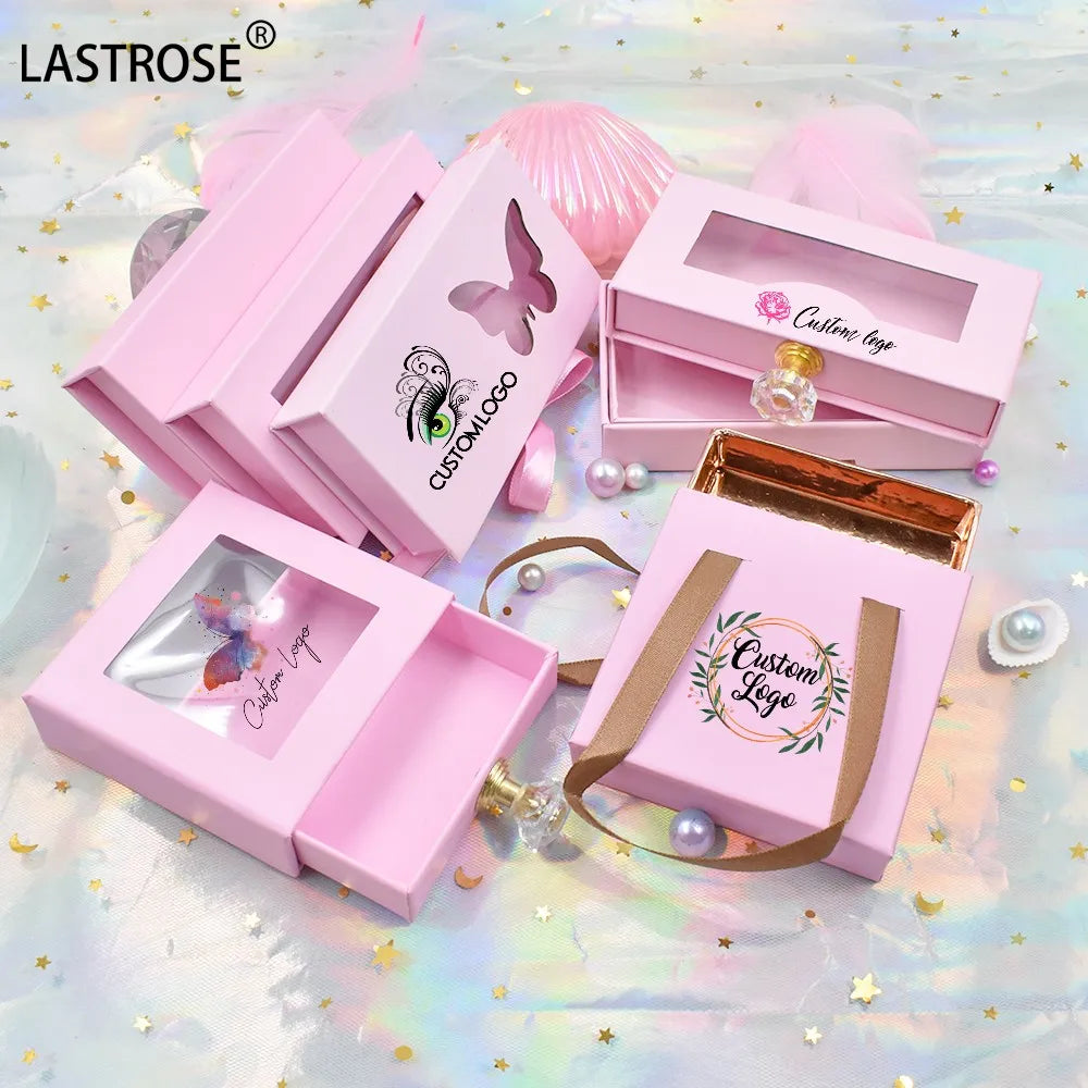 pink Eyelash Gift Boxes Lash Packaging Boxes Wholesale Boxes for Lashes Private Label logo