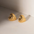 Stainless Steel Dainty Heart Shape Stud Earrings love Style 18k Gold Earrings for Women