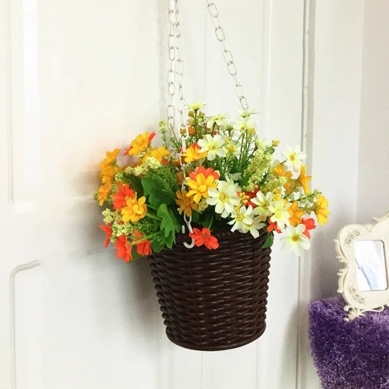 Indoor Outdoor Decoration Basket Creative Flowerpot Circular Balcony Hang Plastic Flower Pot