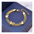 Summer Jewelry Non Tarnish Gold Plated Stainless Steel Mesh Bracelet Matte Butterfly Charm Bracelet for Women
