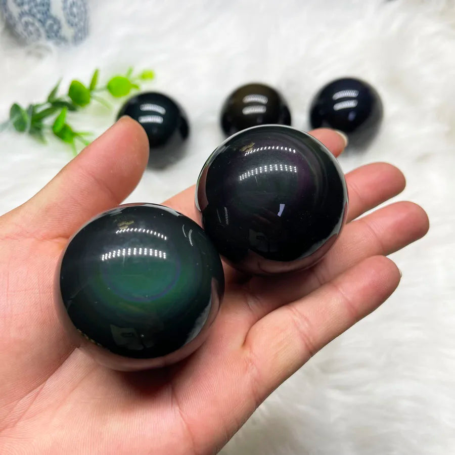 Natural Crystals Healing Sphere Wholesale Rainbow Eye Obsidian Crystal Balls for Decor