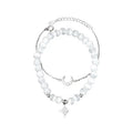 925 Sterling Silver Gold Plated Star Moon Double Layer Charm Bracelet with Crystal Rhinestone Trendy Women's Jewelry for Gift