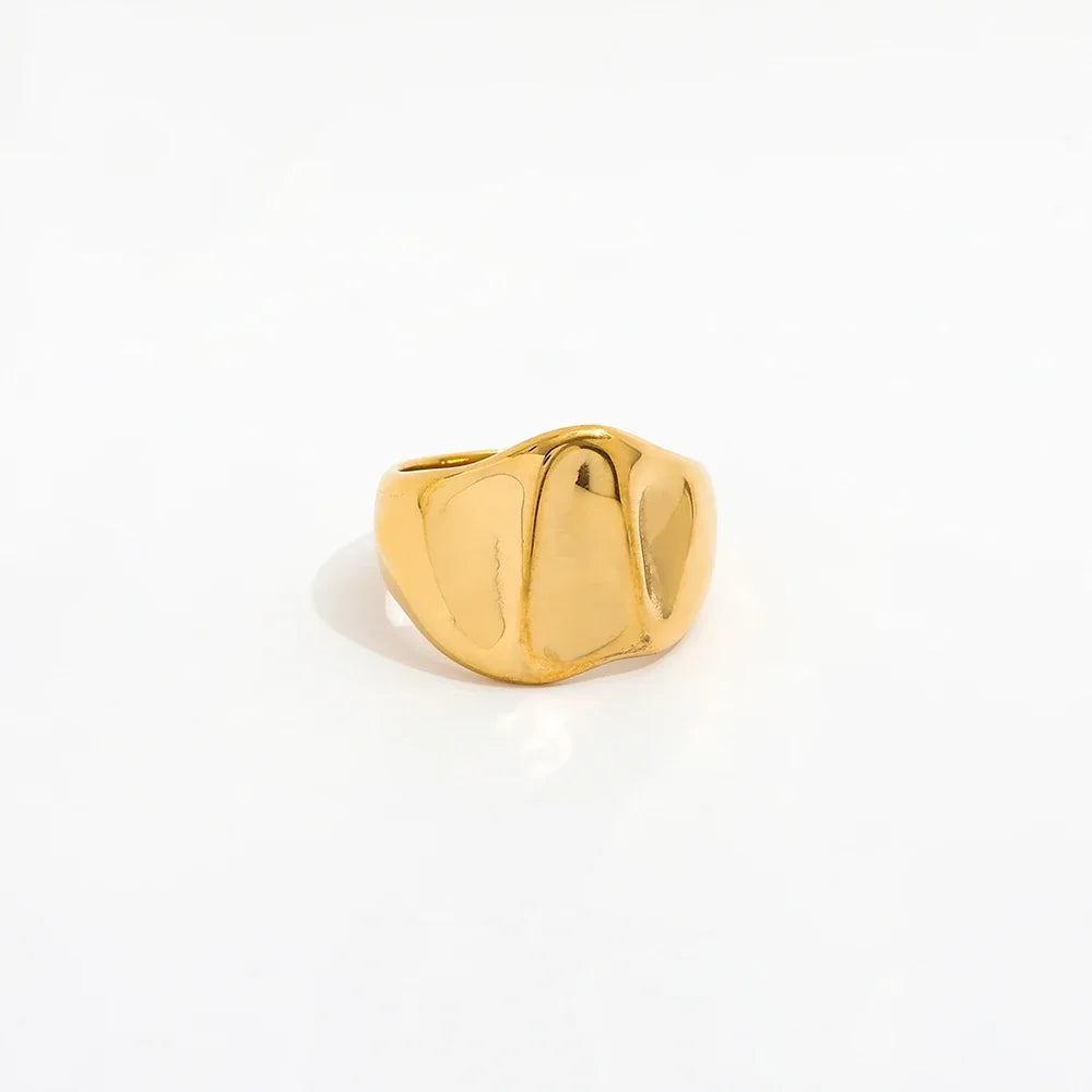 Fenny 18K Gold Plated Wholesale High End Lava Irregular Hollow Creative Stainless Steel Finger Ring Trendy for Women