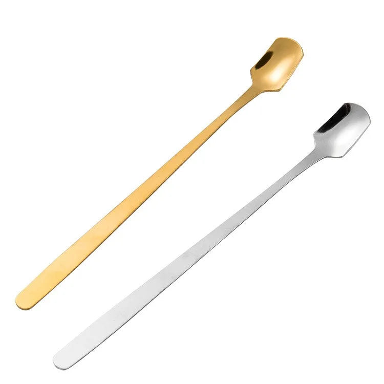 Stainless Steel Square Coffee Stirring Spoons Long Handle Ice Spoon Honey Dessert Mug Gift Spoons Bar Accessories