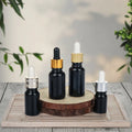 Customizable Logo 10ml 15ml 20ml 30ml Essential Oil Bottle Frosted Black Amber Glass Dropper Bottle With Gold Dropper
