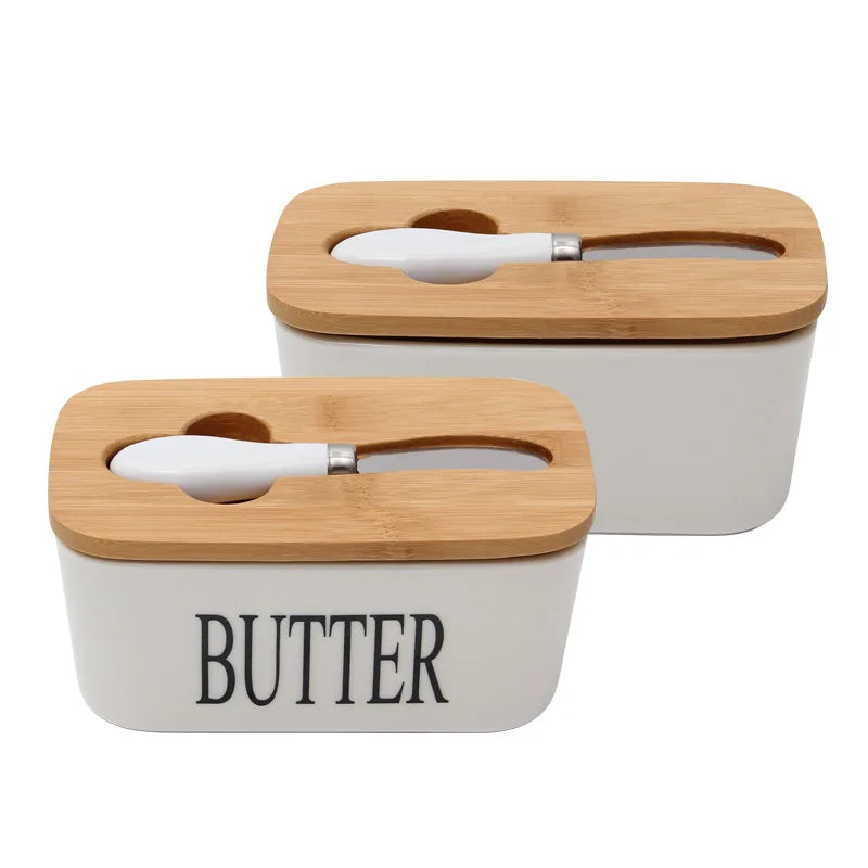 Sealed Butter Storage Box French Butter Dish Ceramic Butter Dish with Lid for Home and Kitchen Accessories