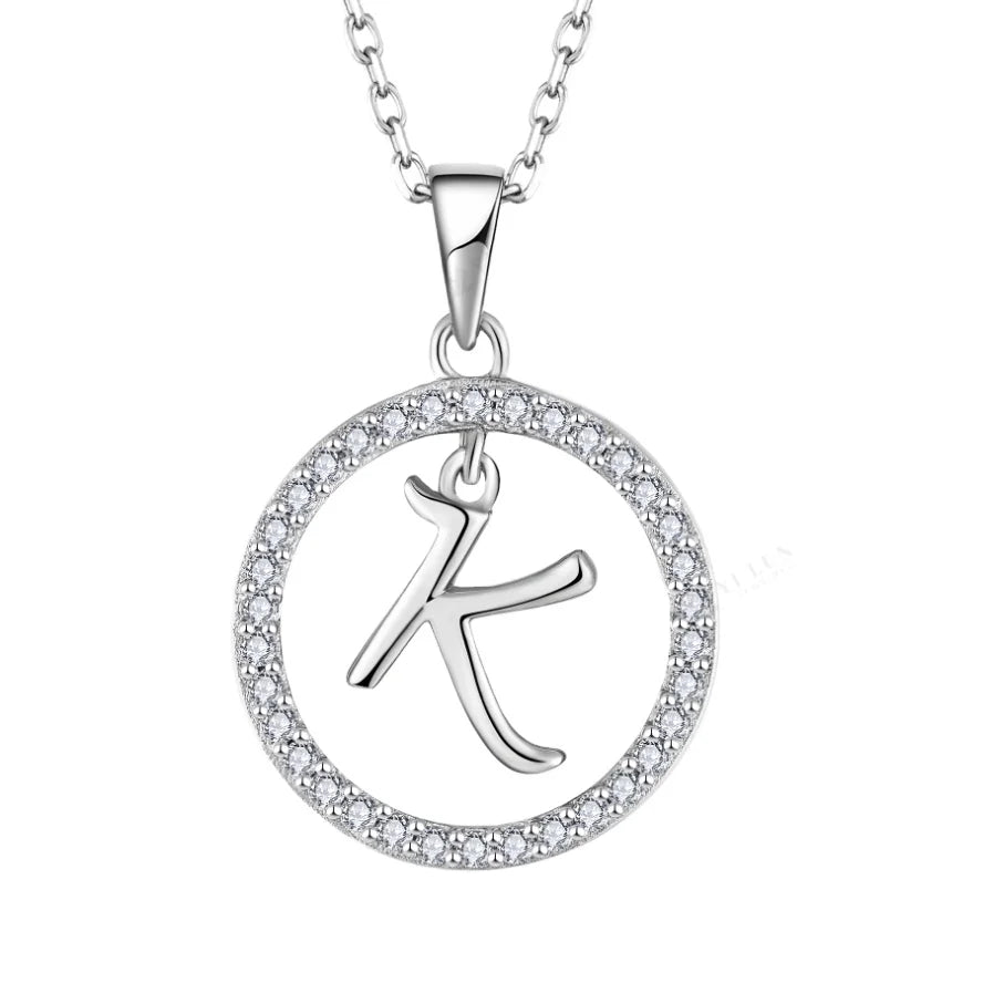 Classic Round Letter Pendants Necklace Unisex Sterling Silver 925 Timeless Gift for Women Men Children Fine Jewelry Necklaces