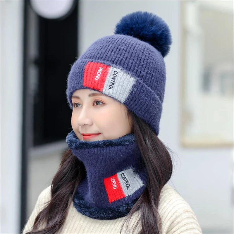 Wholesale Women Winter Warm Knitted Hat Scarf Set for Outdoor