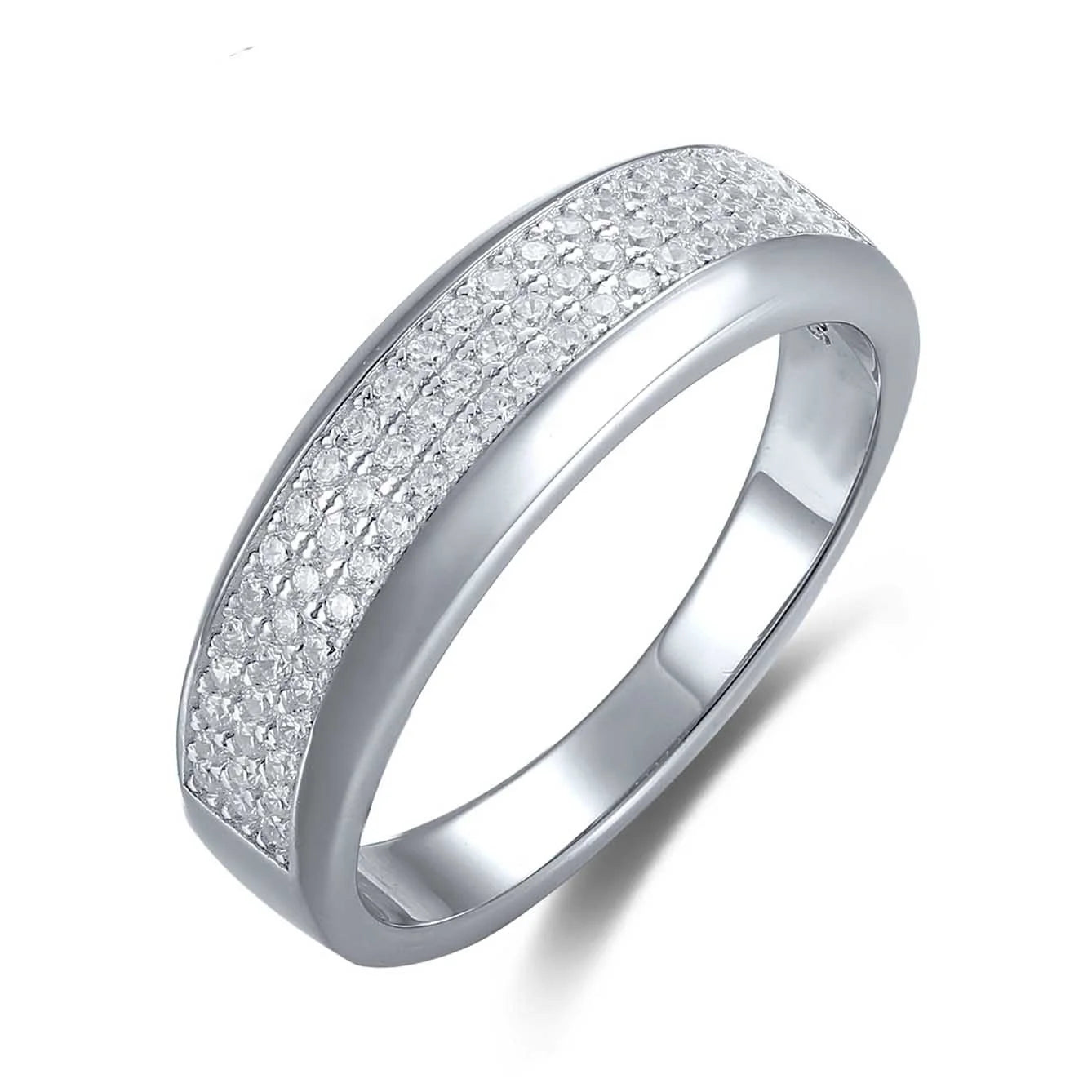 Hiphop Jewelry 925 Silver Jewelry Micro Pave Zirconia Iced Out Mens Wedding Band Ring Anniversary Gift