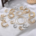 Creative Geometric C Shaped Hoop Earrings Hollow Out Texture Large Hoop Earrings for Women