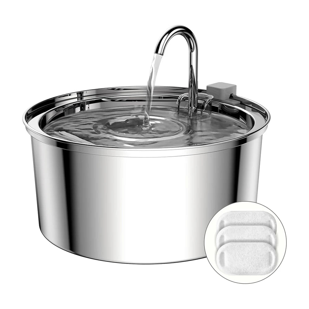 Petwant Wholesale 3.2 L/108 Oz Stainless Steel Automatic Cat Drinking Water Fountain Ultra-Quiet Auto Pet Water Dispenser