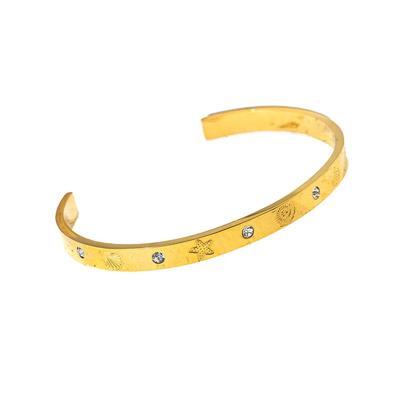 Powell New Arrival Stainless Steel Cuff Bracelet Gold-Plating New Arrival ODM Religious Chain Link Bracelet Trendy Classic