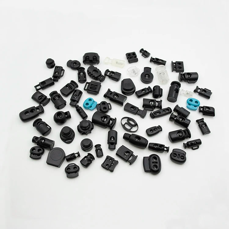 High Quality Plastic Black Spring Stoppers Flat Cord Stopper for Bags Sportswear