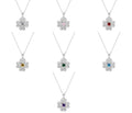 Luxury 925 Sterling Silver Fashion Four Leaf Clover 12 Months Birthstone Pendant Necklace for Women