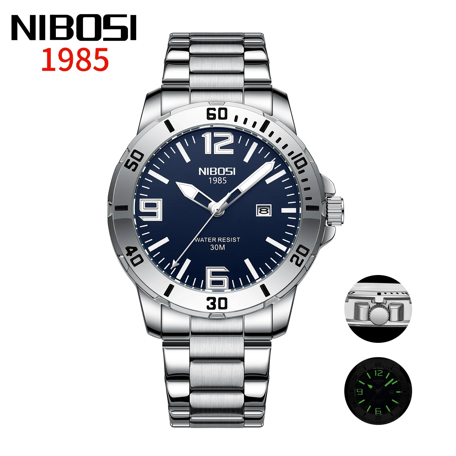 Cost-Effective 2023 New NIBOSI 2589 Business Wristwatch Waterproof Feature Analog Date Watch Stainless Steel Quartz Watch