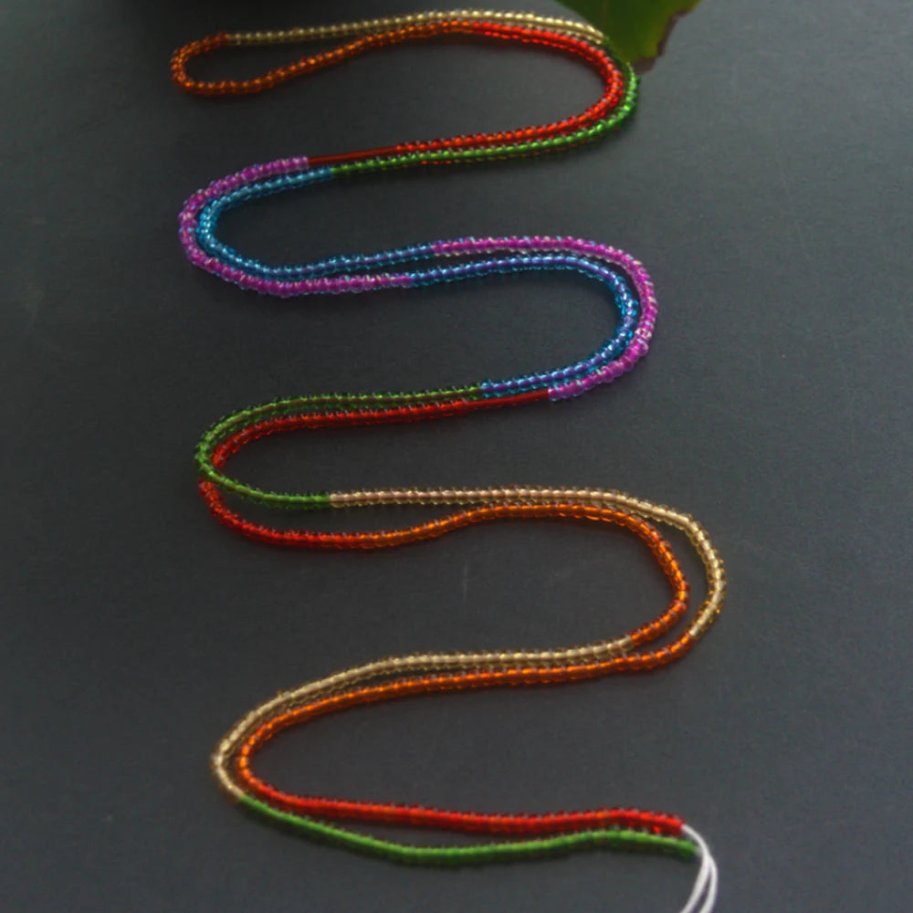 Wholesale Bulk 50 Inches Plus Size One Size Fit All rainbow Tie on Cotton Thread String Non Elastic Weightloss Waist Belly Chain