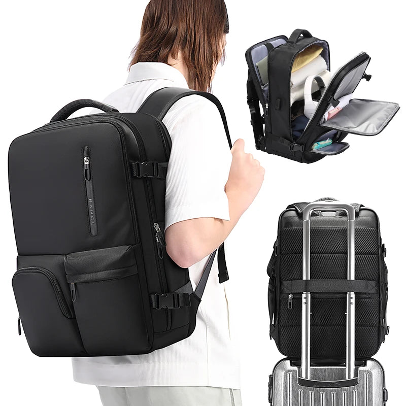 BANGE Extra Large Capacity Men Travel Waterproof Daypack Business USB Charge School Bags Travel Bags Laptop Backpacks
