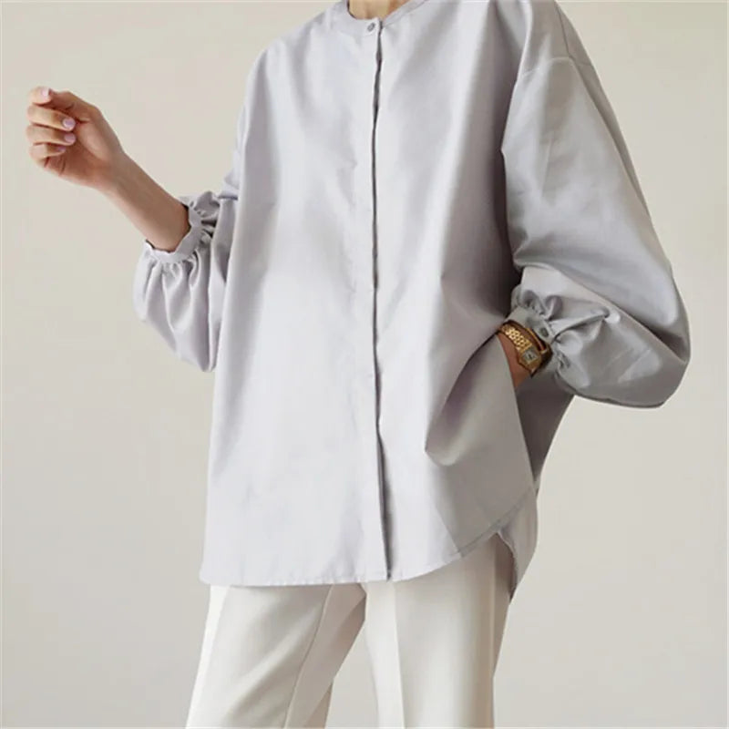 Wholesale 2025 Spring and Summer Casual Loose Large Size Female Chiffon Shirt Irregular Elegant OL Style Blouse