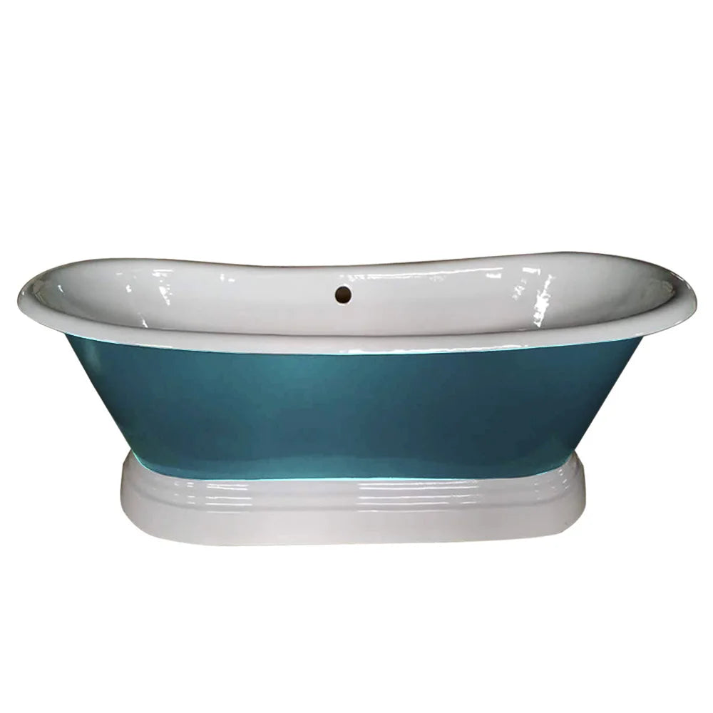 Modern 1800mm Blue Porcelain Slipper Bathtub Cast Iron Freestanding Hotel Eco-Friendly Soaking Function Embedded Style Bathrooms