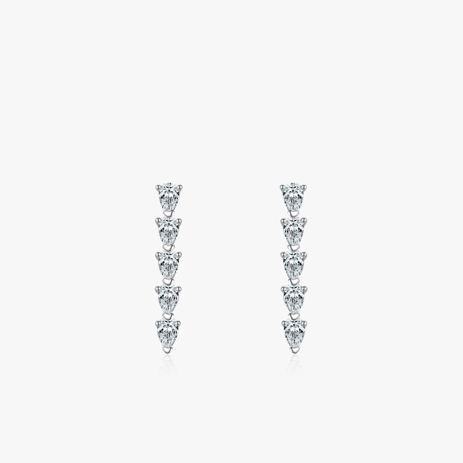 Ailmay Real 925 Sterling Silver Shining Water Drop Shape Clear CZ Long Earrings for Women Wedding Engagement Fine Female Jewelry