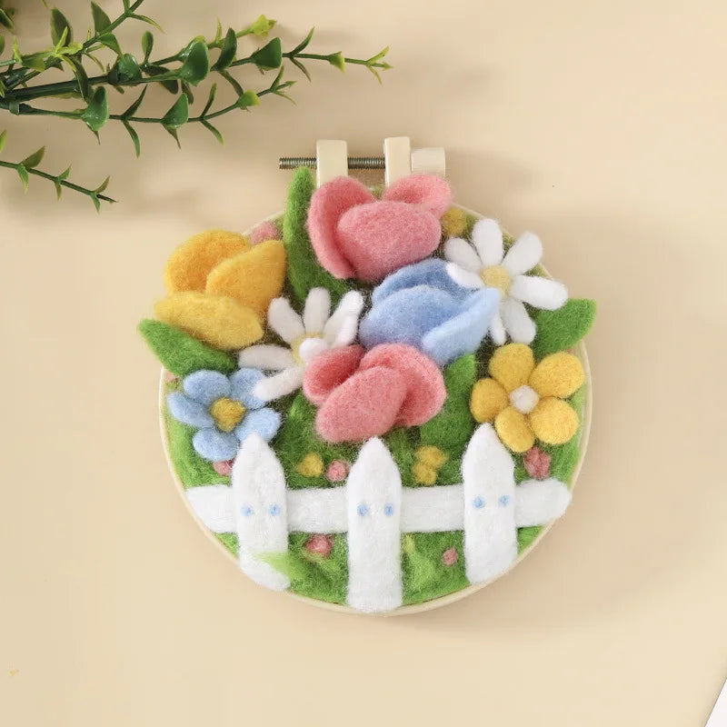 CHENISTORY DIY Wool Felting Painting With Embroidery Frame Handmade Needle Wool Painting Picture for Home Decors Crafts Gift