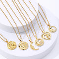 HOVANCI Stainless Steel Gemstone Small Heart Shape Moon Crystal Pendant 12 Sun and Moon Necklace
