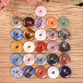 25mm Lucky Real Natural Healing Gemstone Hand Carving Donuts Charms Pendant for Jewelry DIY Making Peaceful Buckle Pi Stone