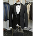 Black Men's Three-piece Suit Custom Made Exquisite Formal Business Wedding Groomsman Tuxedos (Coat + Vest + Trousers)