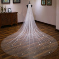 Morili Good Quality Long Lace White Ivory 3 Meters Width 3.5 Meters Star Long Veil for Bridal With Comb MLVB513