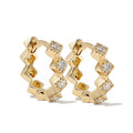 Gemnel Hot Selling Fashion Jewelry 925 Silver Minimalist Single Square Lacework Mini Hoop Earring