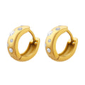 Professional Supplier Fashion Glittering Diamond Round Earrings Stainless Steel Gold Plated Waterproof Earrings for Women