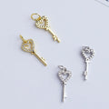 Mini Hollow Heart Pendant 925 Sterling Silver CZ Zircon Heart Key Pendant for Bracelet Necklace Making Finding