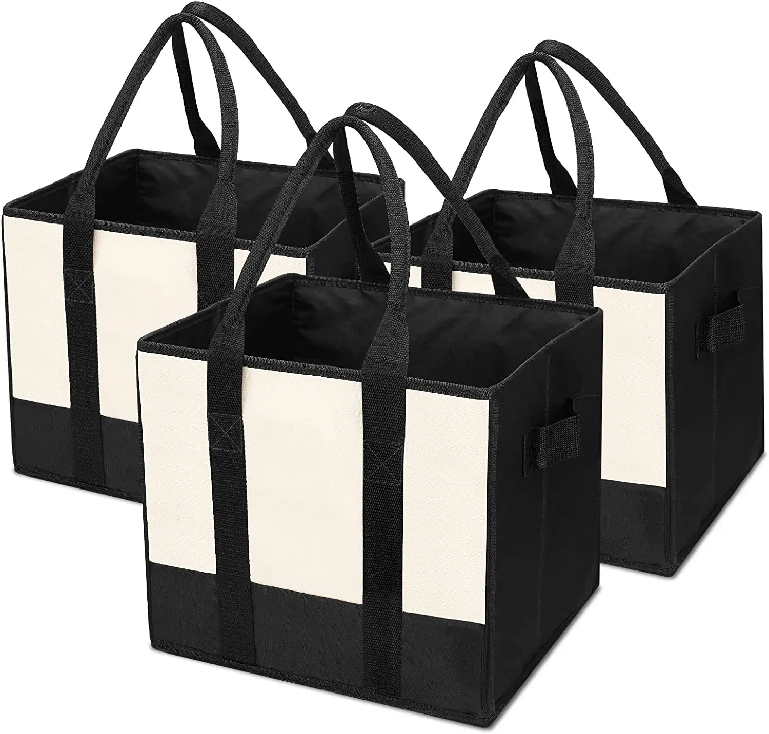 Heavy Duty Reusable Grocery Bag Foldable Shopping Box with Zipper Pocket Bottom Reinforced Dot Pattern Cart Shopping Bag