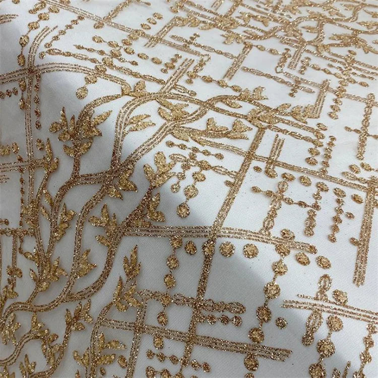 New Arrival Fancy Eco-Friendly Crystal Beads Glitter Tulle Fabric for Party Dance Dress