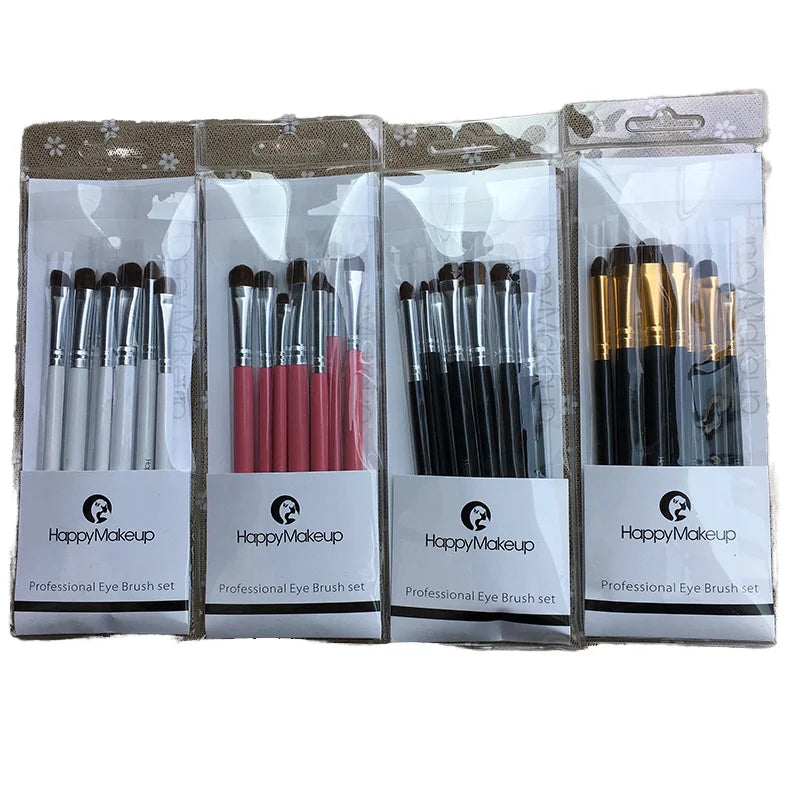 HMU Wholesale Professional 7pcs Eye Make-Up Brushes Wood Handle with Natural Pony Hair for Foundation and Eye Shadow
