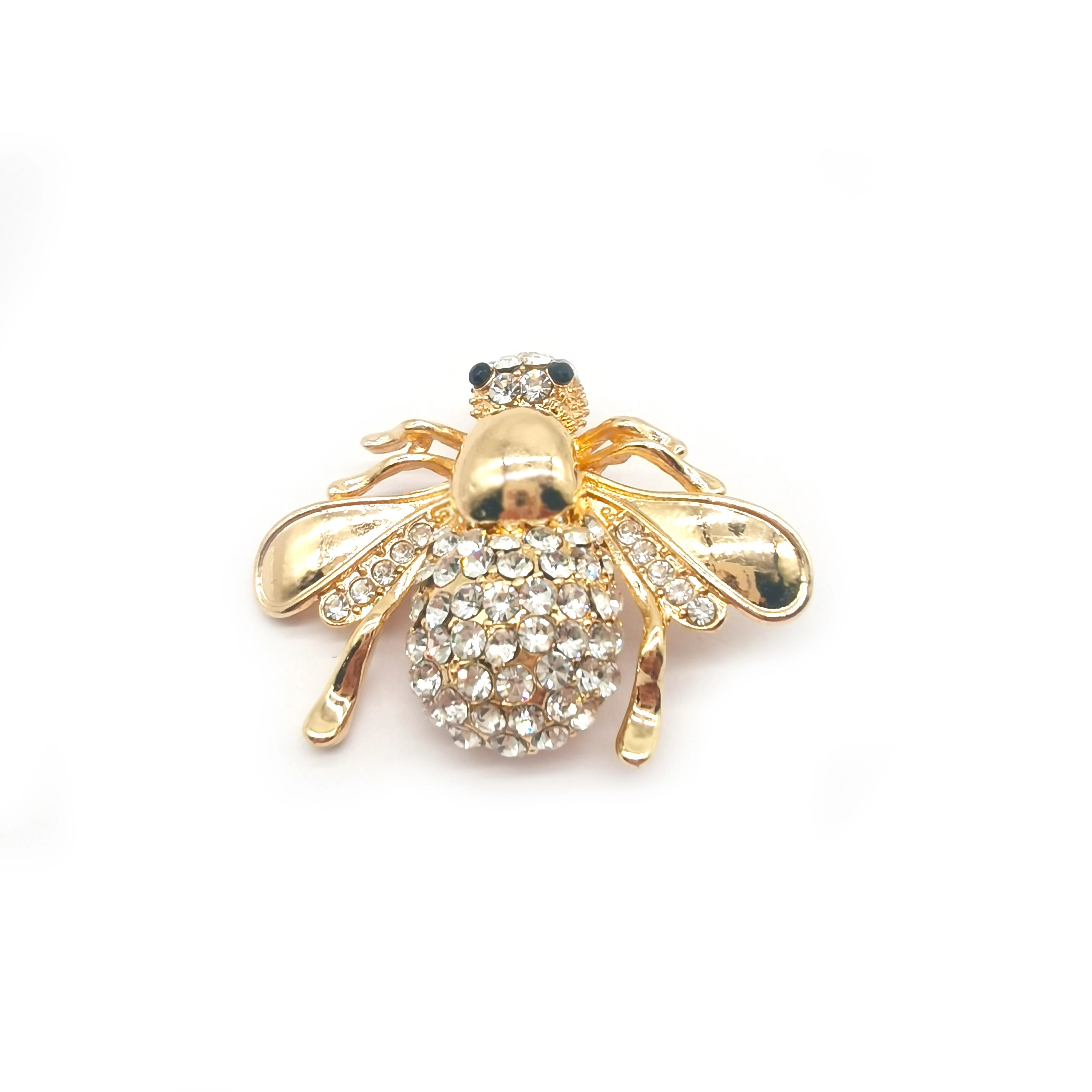 Gold Metal Crystal Rhinestone Brooch Insect Honey Bee Diamante Jewelry Pin Wholesale for Wedding Gift Bag Usage