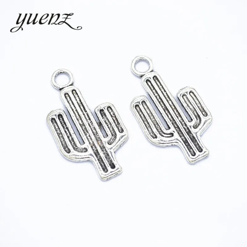 YuenZ Antique Silver color cactus charm Pendant Handmade Crafts for DIY Fashion Vintage Choker Necklace 34*19mm Q251
