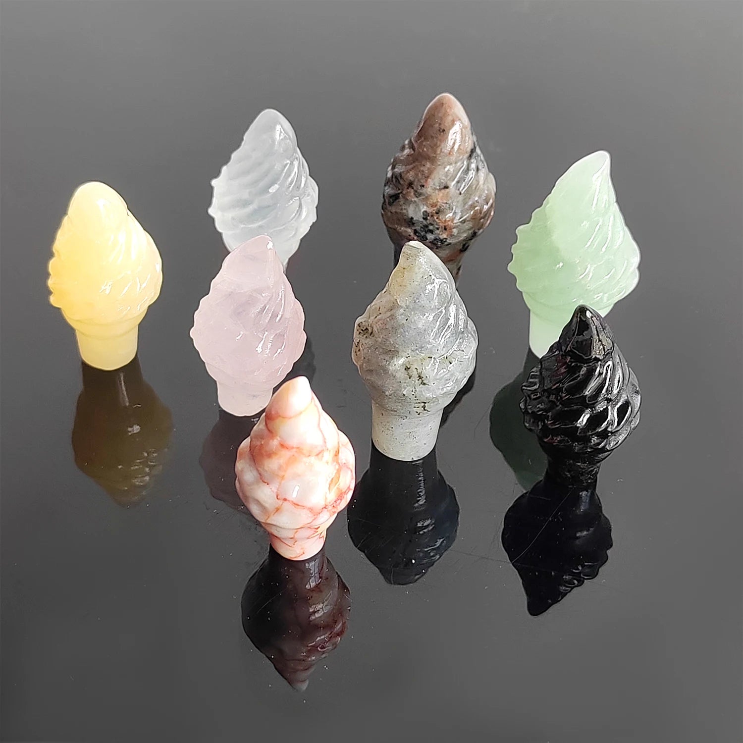 Wholesale Natural Hand Carved Healing Gemstone Crafts Crystal Ice Cream Torch for Home Decoration Pendant