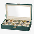 New 12 Grid Green Black PU Leather Watch Display Case Box Organizer