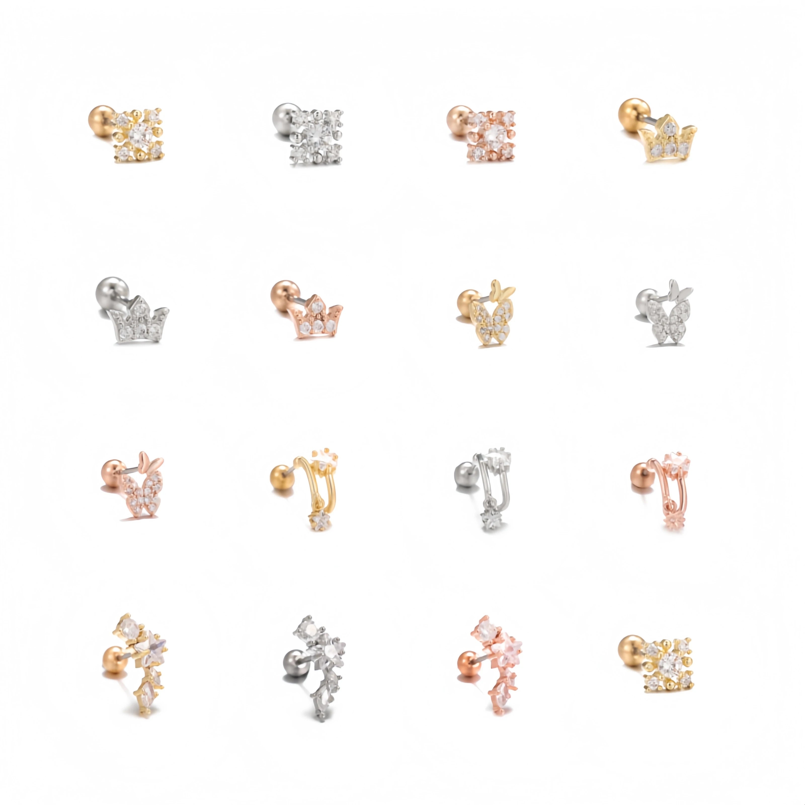 Wholesale Custom Hypoallergenic Titanium Steel Screw Back Earrings with 18K Gold Plating Rose Gold Piercing Jewelry for Women