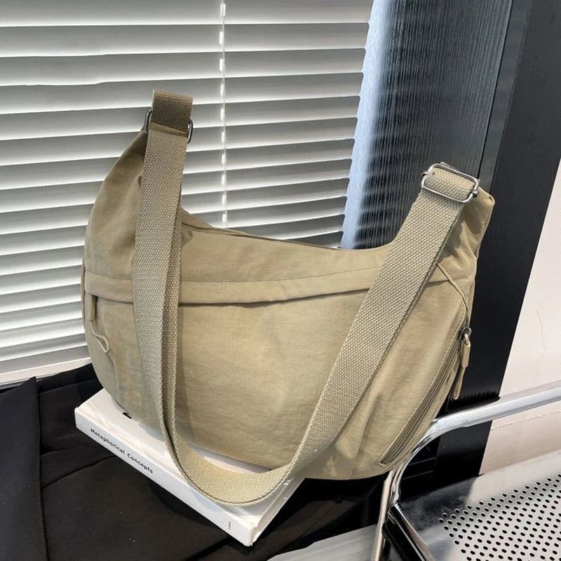 Lightweight Nylon Women Men Crossbody Purse Bag Crescent Dumpling Bag Multi Pocket Adjustable Sling Women Nylon Shoulder Bag