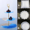 Hot Online Product Three Tier Cake Dessert Stand Epoxy Resin Molds Wave Round Square Large Tray Silicone Molds