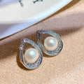 New Zircon Water Drop Earnail Silver Ear Needle Anti Allergy Super Color Preserving Natural Freshwater Pearl Earrings Jewelry