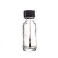 Transparent Empty 15ml 0.5floz Glass Boston Round Bottle with Brush Cap MOQ 100pcs for Hair Glue