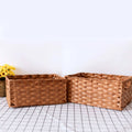 Handmade PE Rattan Storage Baskets Kitchen and Stationery Organizer with Sundries Cosmetic Storage Woven Rattan Box
