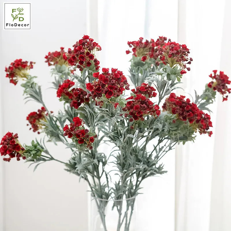 New Arrival Artificial 3 Heads Silk Sweet Alyssum Flower for Home Party Wedding Bridal Bouquet Decoration Small