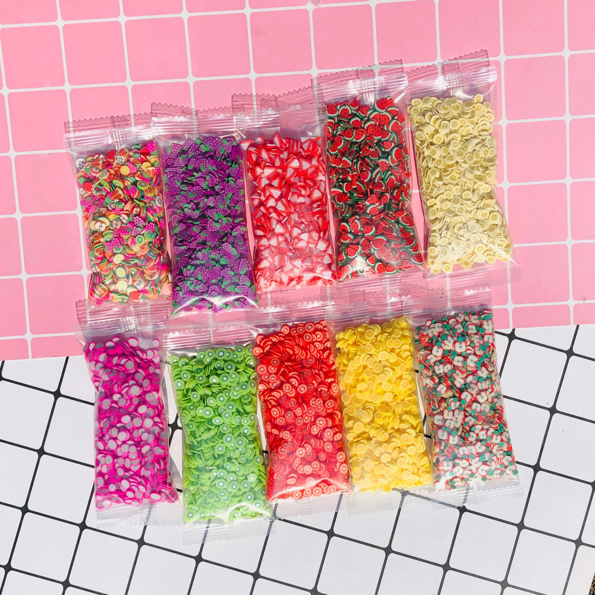 New 10g/Bag 5mm Polymer Clay Fruits Slices Sprinkles Multi-Kinds for Slime Craft DIY Accessories