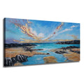 Original Art Factory Modern Digital Printed Blue Sea Beach Wall Painting Scenery Subject Canvas for Home Decor